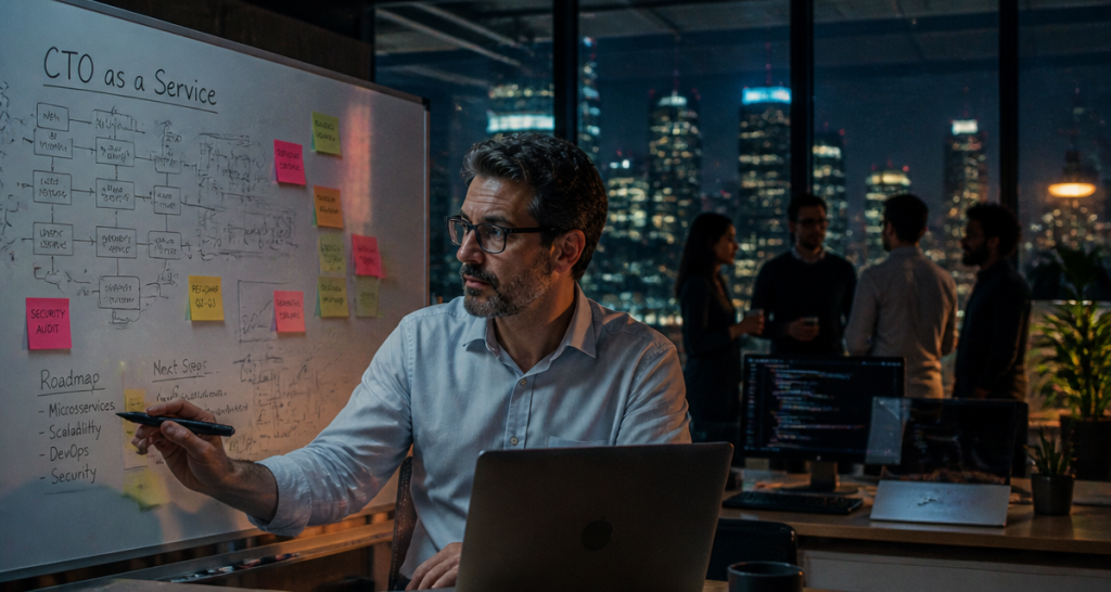 CTO as a Service avec équipe technique en open-space