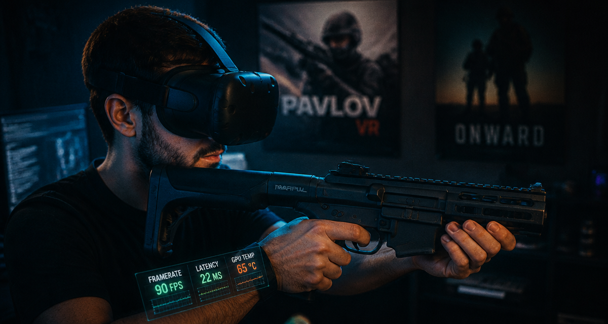 joueur fps vr avec gunstock et stats