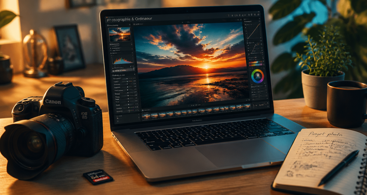 meilleur ordinateur portable pour photographe sur bureau avec reflex et logiciel de retouche