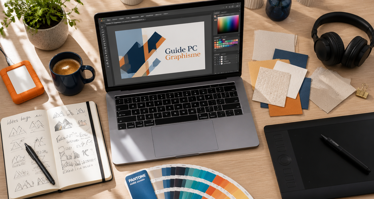 PC portable graphisme haut de gamme sur bureau moderne