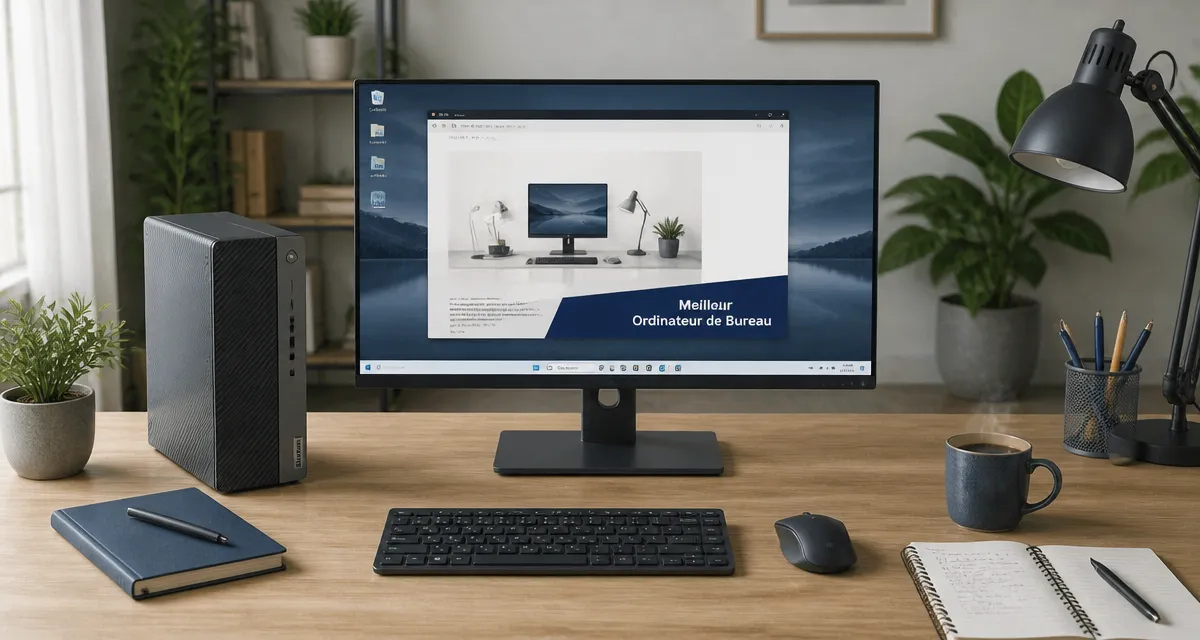 meilleur ordinateur de bureau sur bureau en bois clair