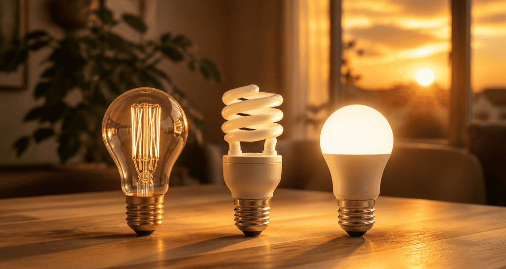 ampoule economique LED sur table en bois