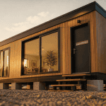bungalow préfabriqué bois moderne sur chantier