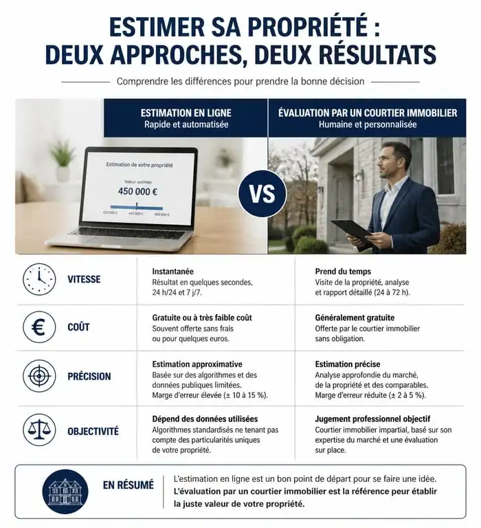 Comparatif entre estimation immobilière en ligne bricosuccess-immo.fr et expertise professionnelle