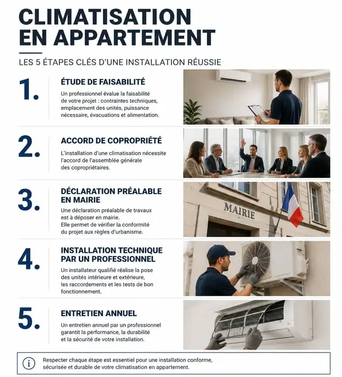 Étapes clés pour l'installation d'une climatisation en appartement