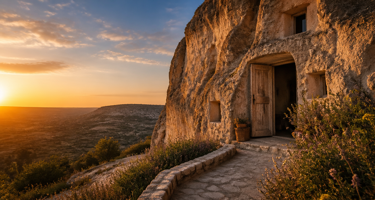 habitat troglodytique façade creusée dans la roche