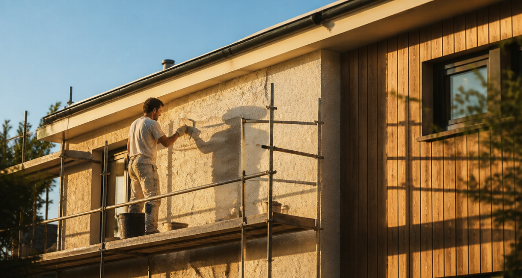 solutions rénover ou embellir façade échafaudage enduit bardage bois