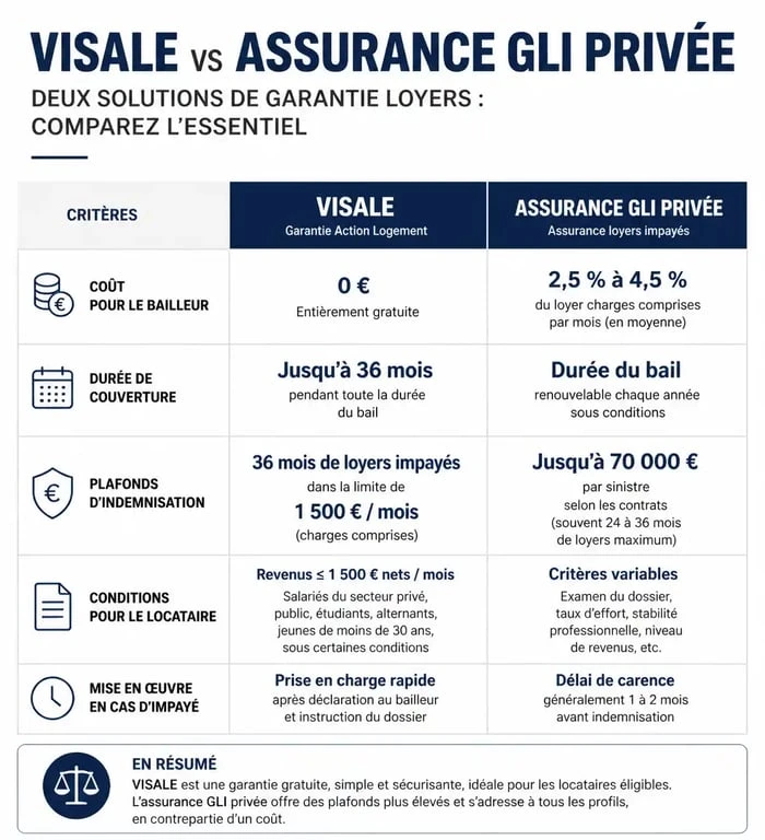 Comparatif garantie Visale et assurance GLI pour les propriétaires