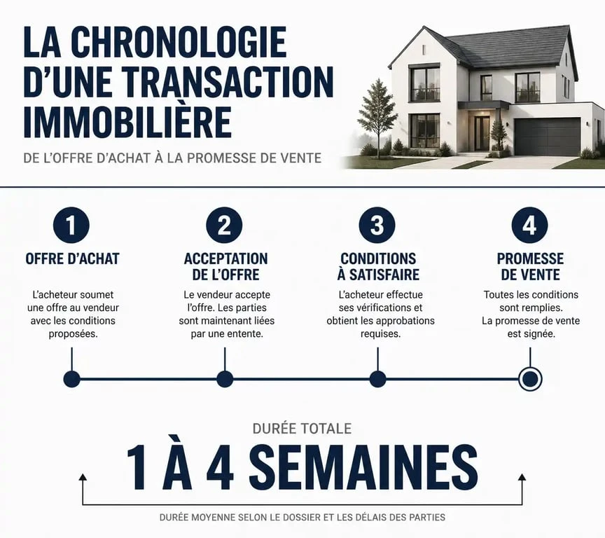 Timeline du délai entre l'offre d'achat et le compromis immobilier