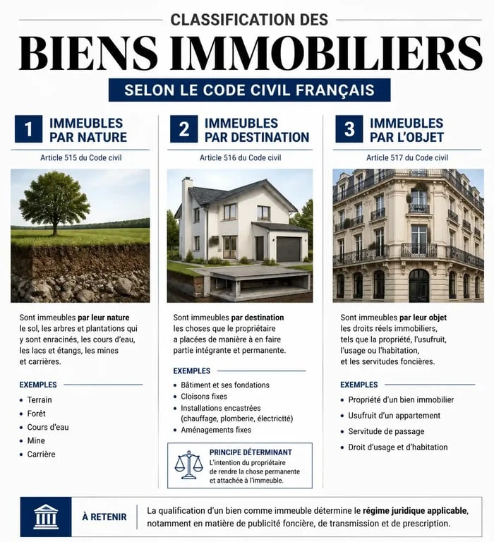 Classification des biens immobiliers selon le Code civil : définition et catégories