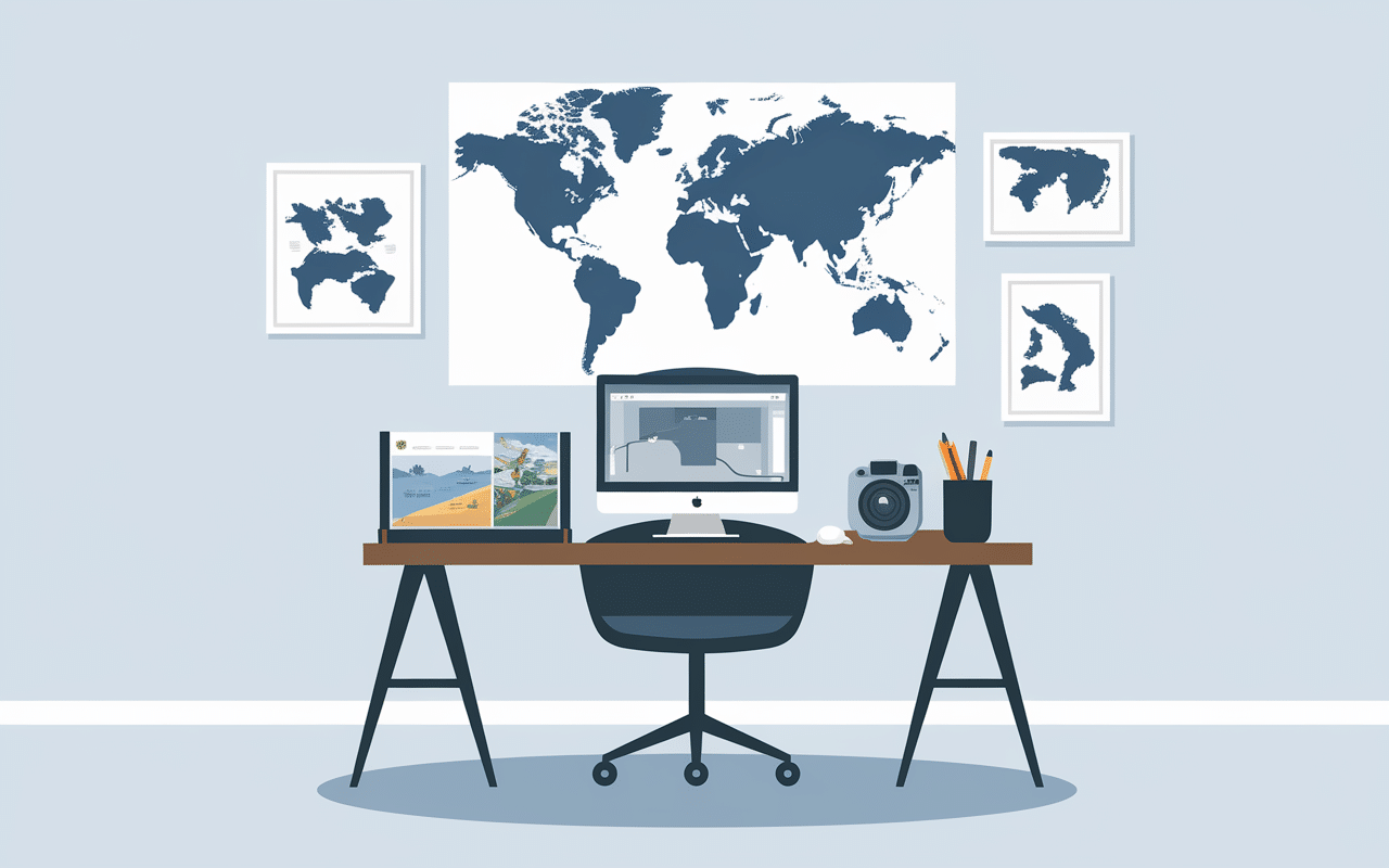 agence Aguila voyage onestrip bureau moderne appareil photo cartes