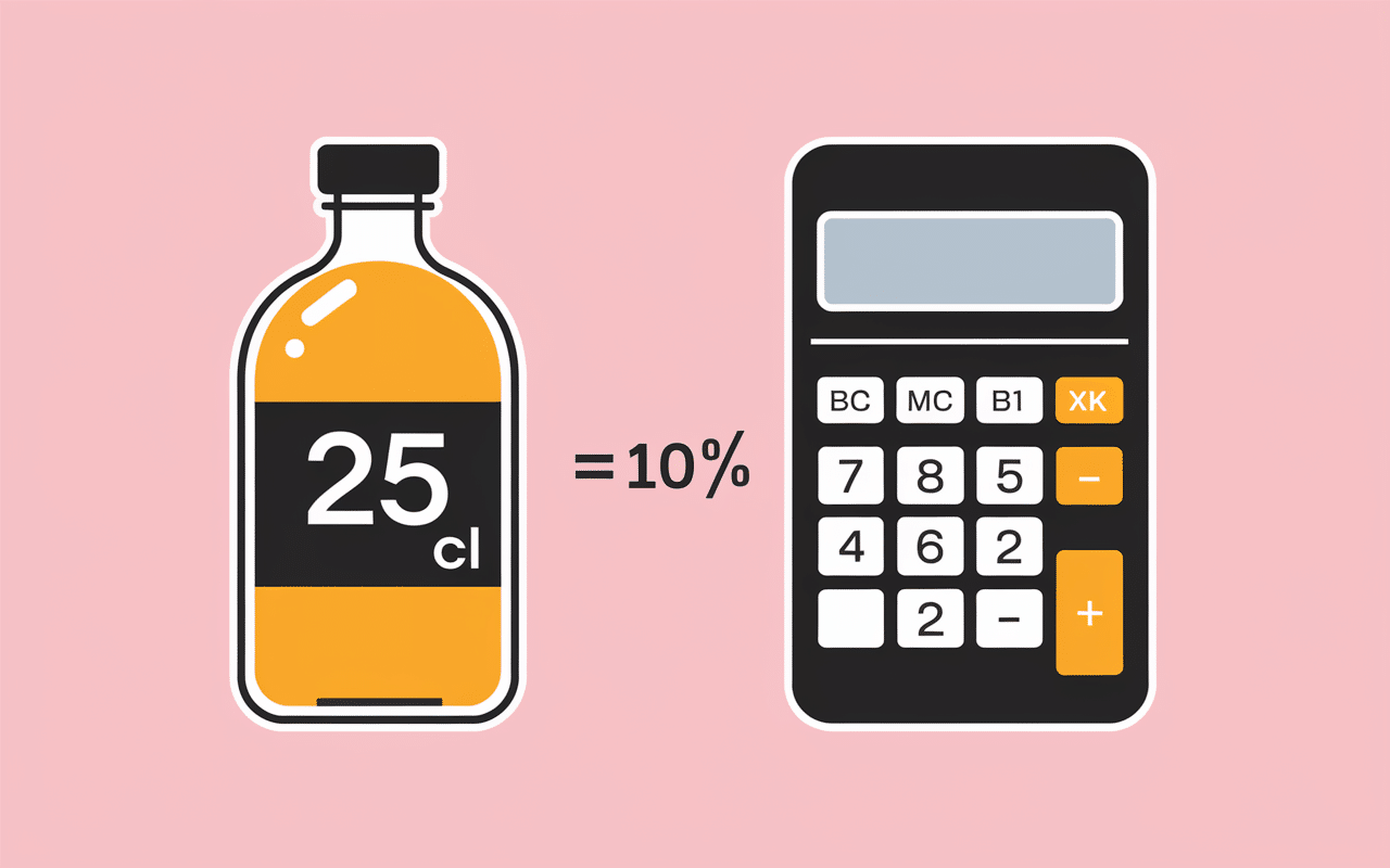 schéma conversion 25cl en ml avec formule et calcul