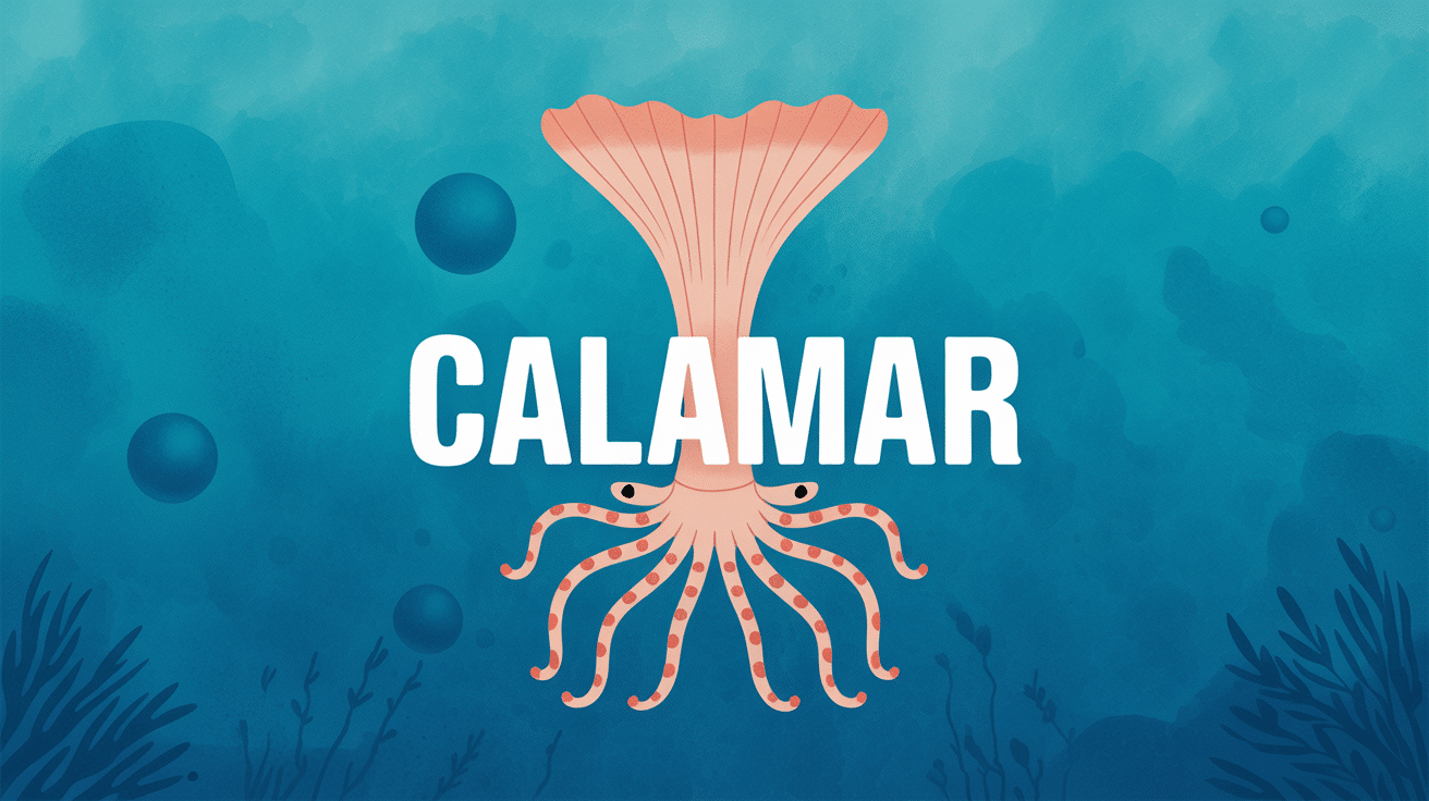 calamar frais entier illustration stylisée fond marin