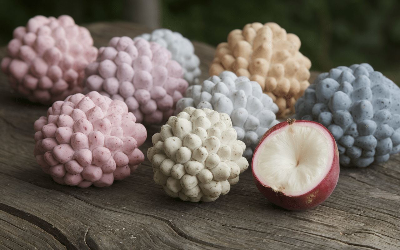 gros plan icaques fruit en i couleurs variees