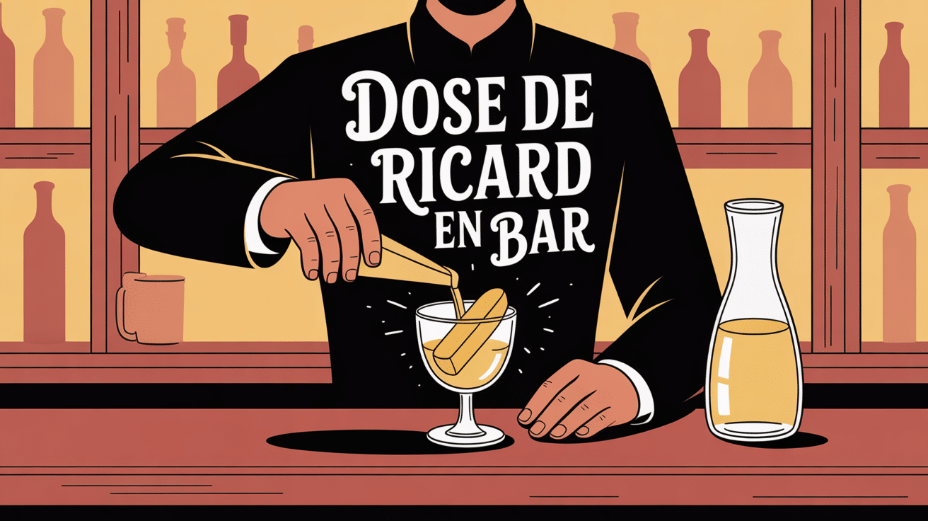 Illustration de dose de Ricard en bar avec barman