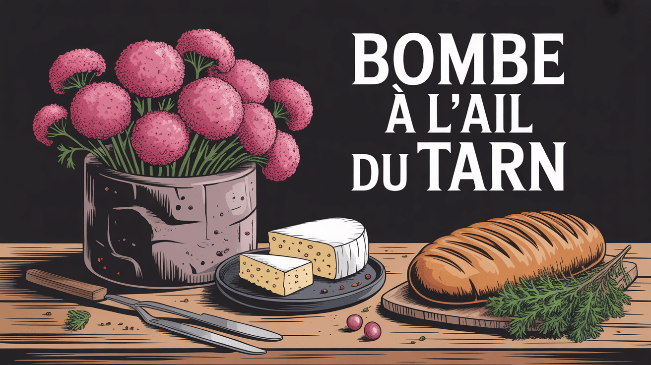 Illustration mortier ail rose fromage frais bombe à l'ail Tarn recette