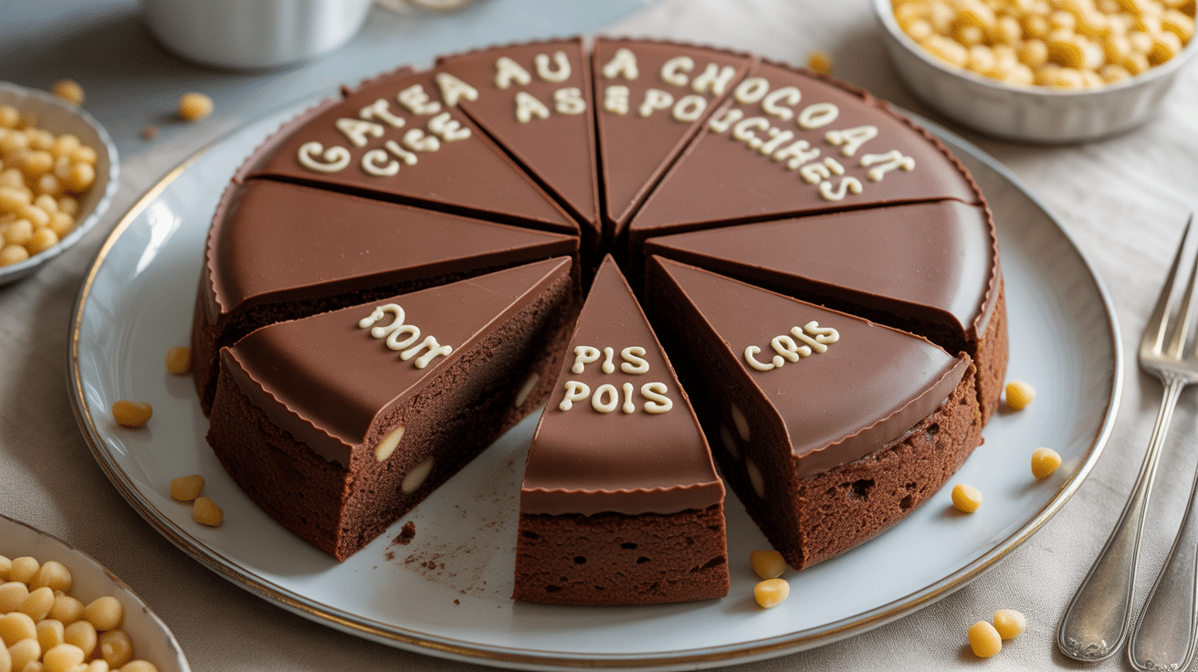 Gateau chocolat pois chiche tranches assiette