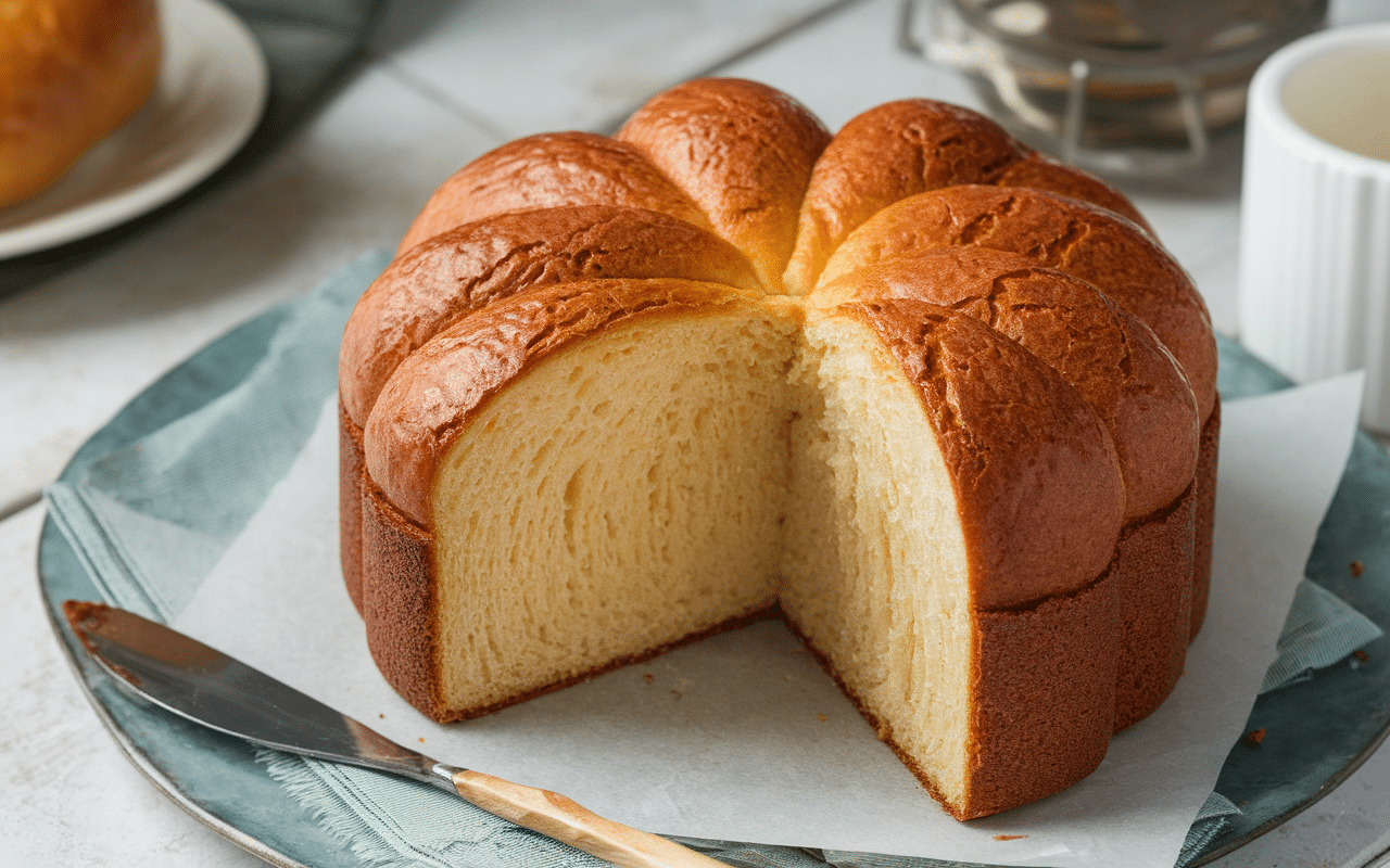 Brioche feuilletée Conticini coupée mie filante beurre