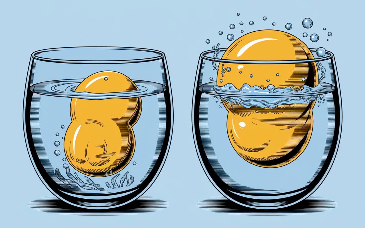 Schéma oeufs qui flottent à la cuisson poche d'air