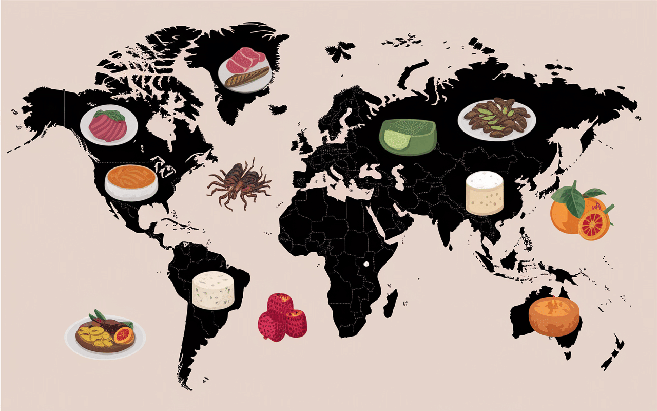 plats dégueulasse carte monde food icônes