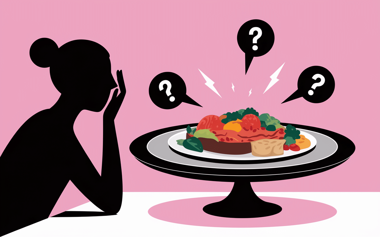 plats dégueulasse hésitation assiette curieuse illustration