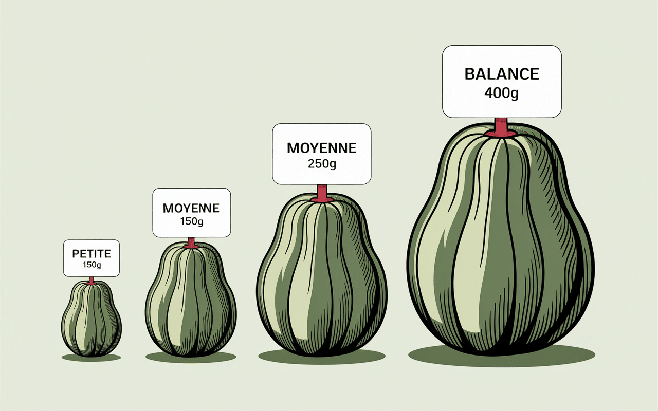Trois courgettes avec poids différents illustrant poids d'une courgette