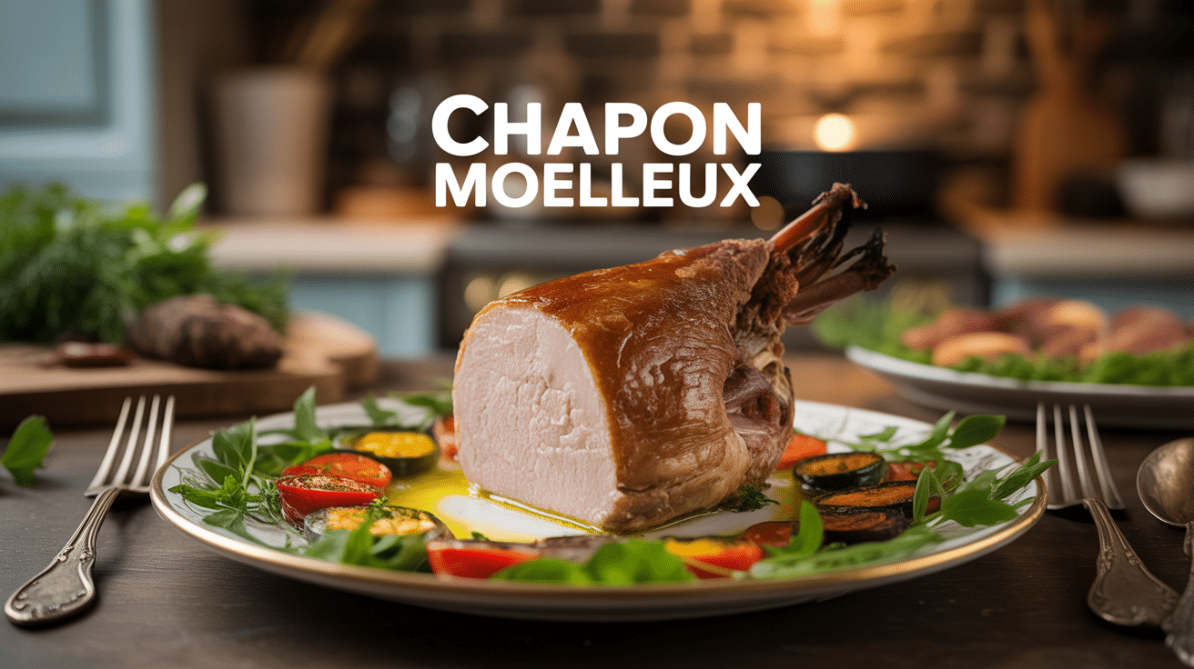 Comment cuire un chapon pour qu'il reste moelleux, chapon doré sur plat élégant