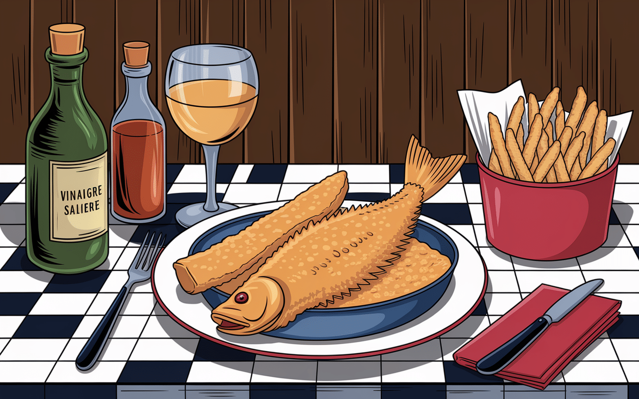 Vitrine de fish and chips spitalfields poisson frit et frites