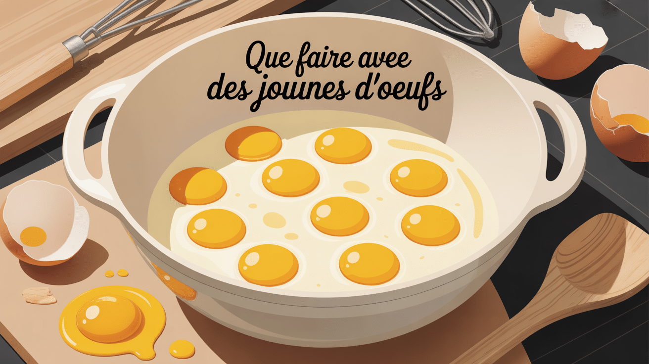 Que faire avec des jaunes d'oeufs bol blancs jaunes et ustensiles