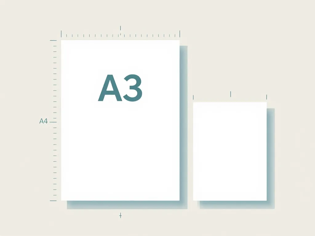 Diagramme a3 size montrant A3 et deux A4