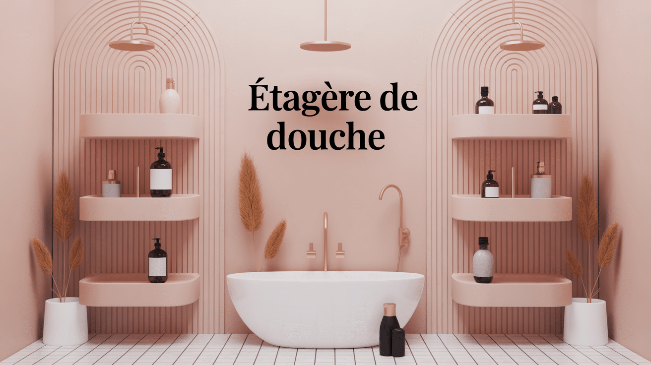 Illustration 3D etagere douche angle murale suspendue