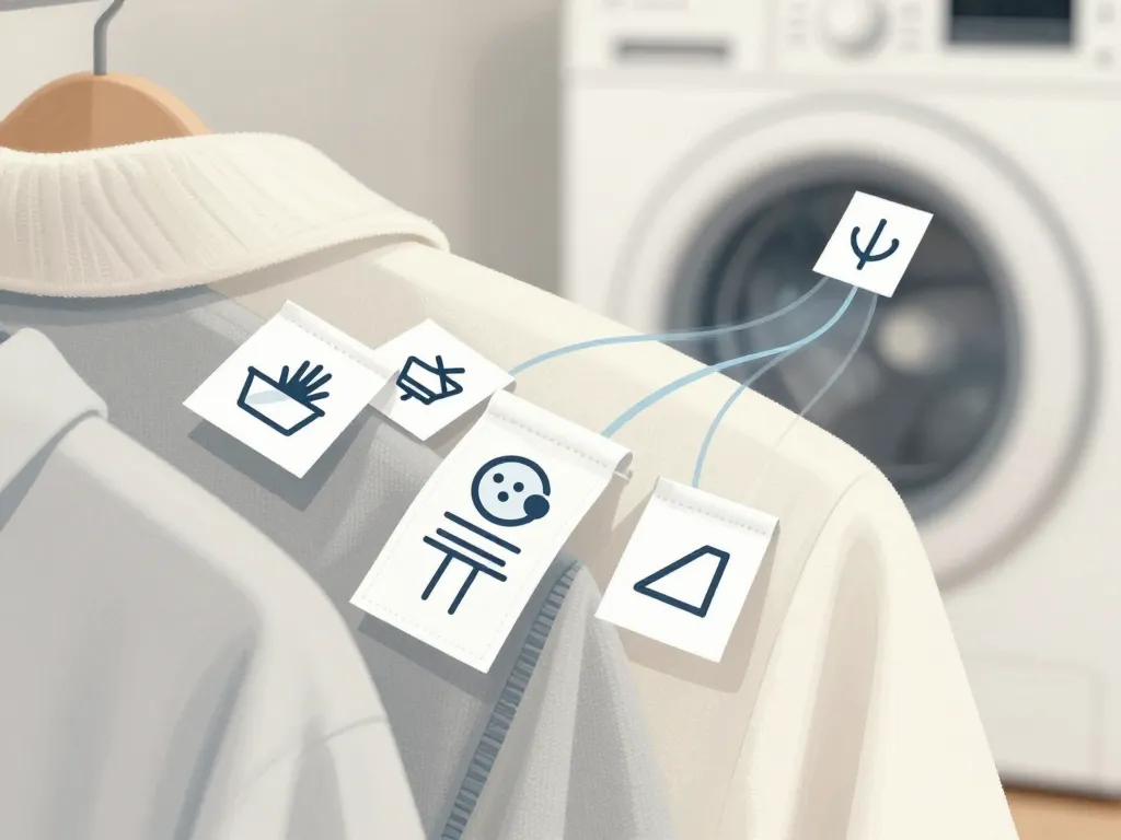 logo machine à laver et pictogrammes d’entretien textile