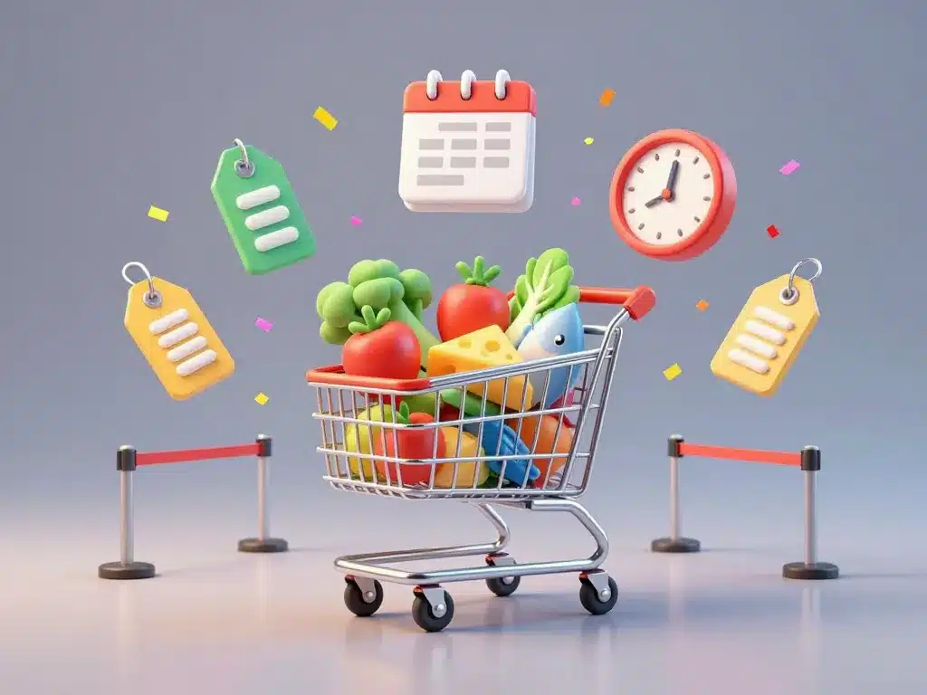 Chariot et calendrier pour préparer les prochaines ouvertures grand frais