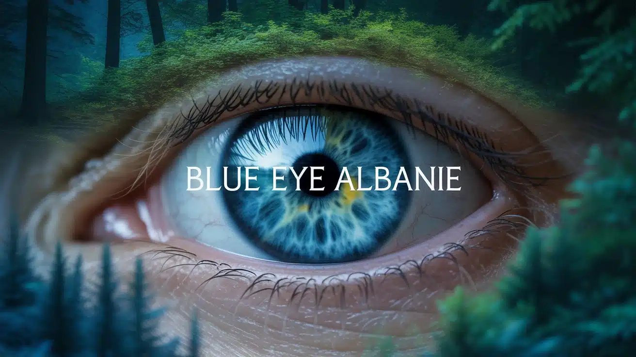 Vue illustrée de la source Blue Eye Albanie avec forêt