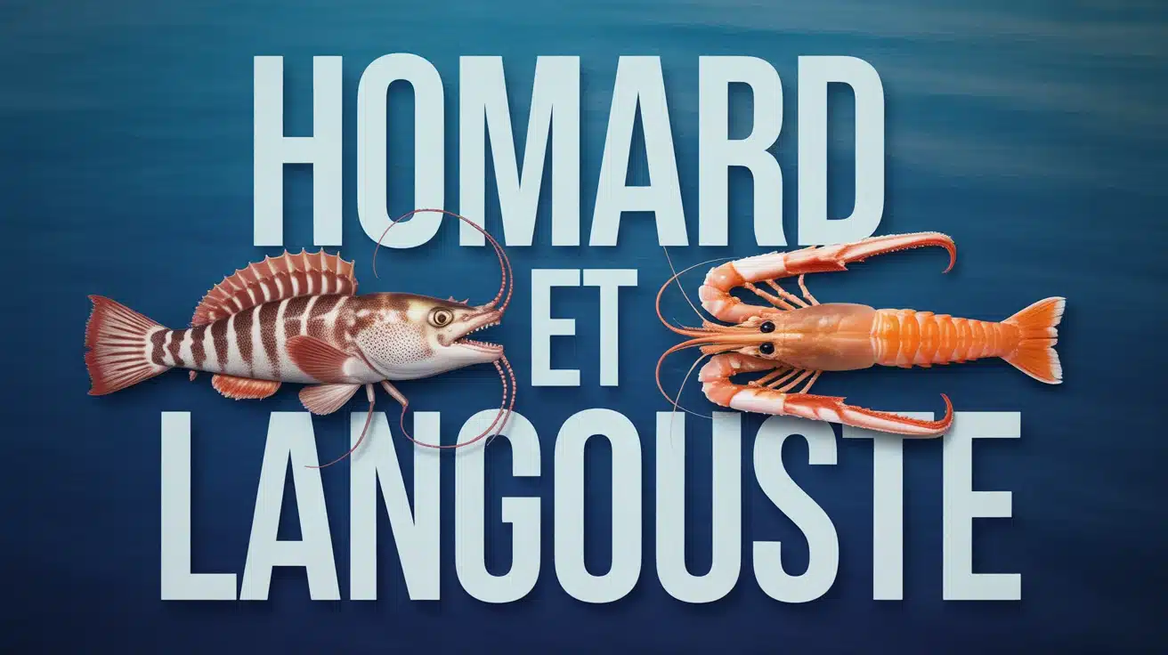 illustration vectorielle homard et langouste sur fond maritime