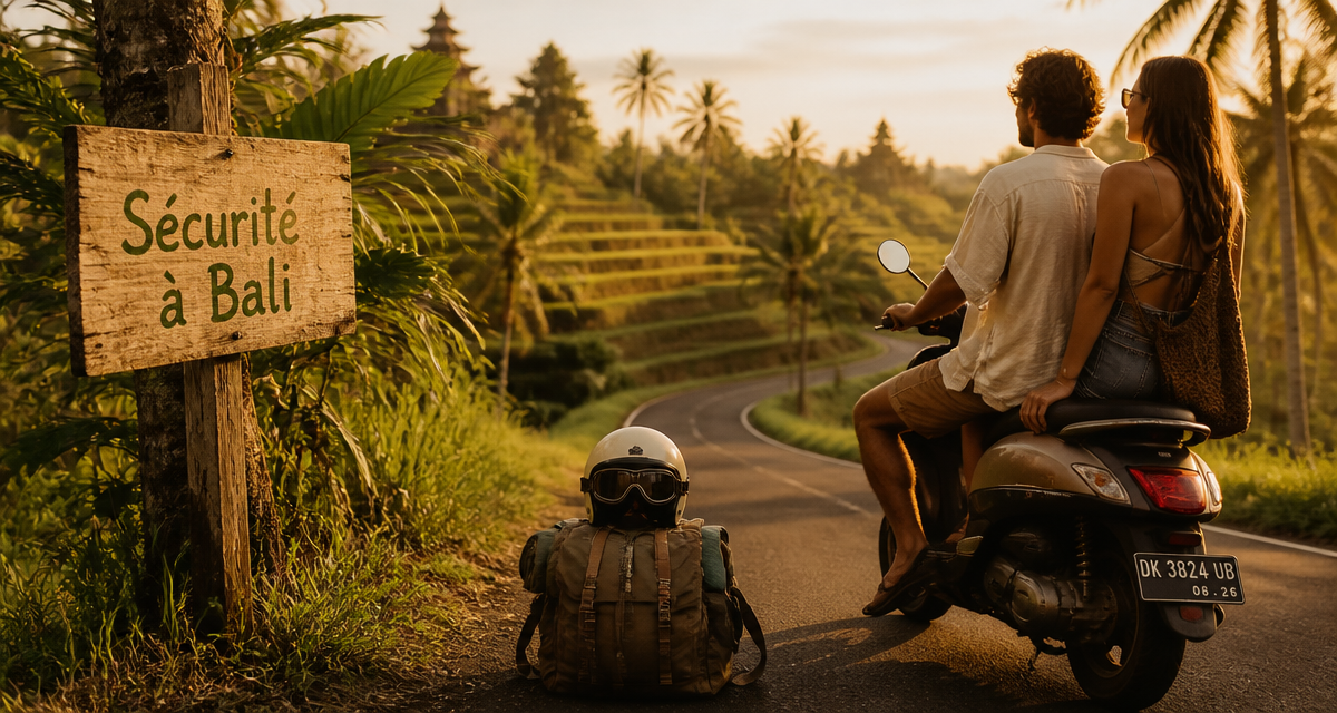 bali pays dangereux couple scooter route