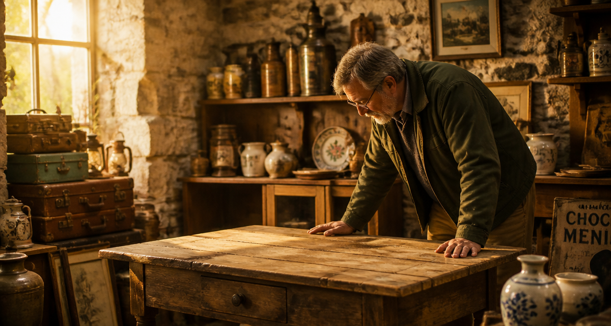 brocanteurs oise examinant table ferme