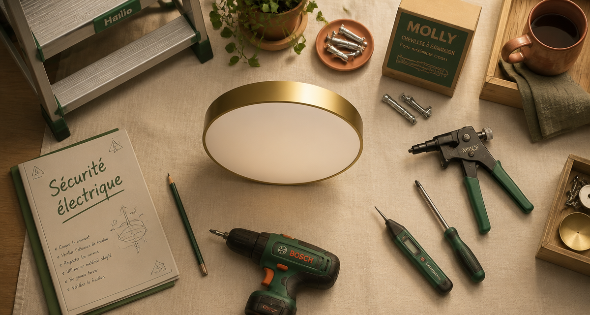 installer luminaire plafond outils et sécurité