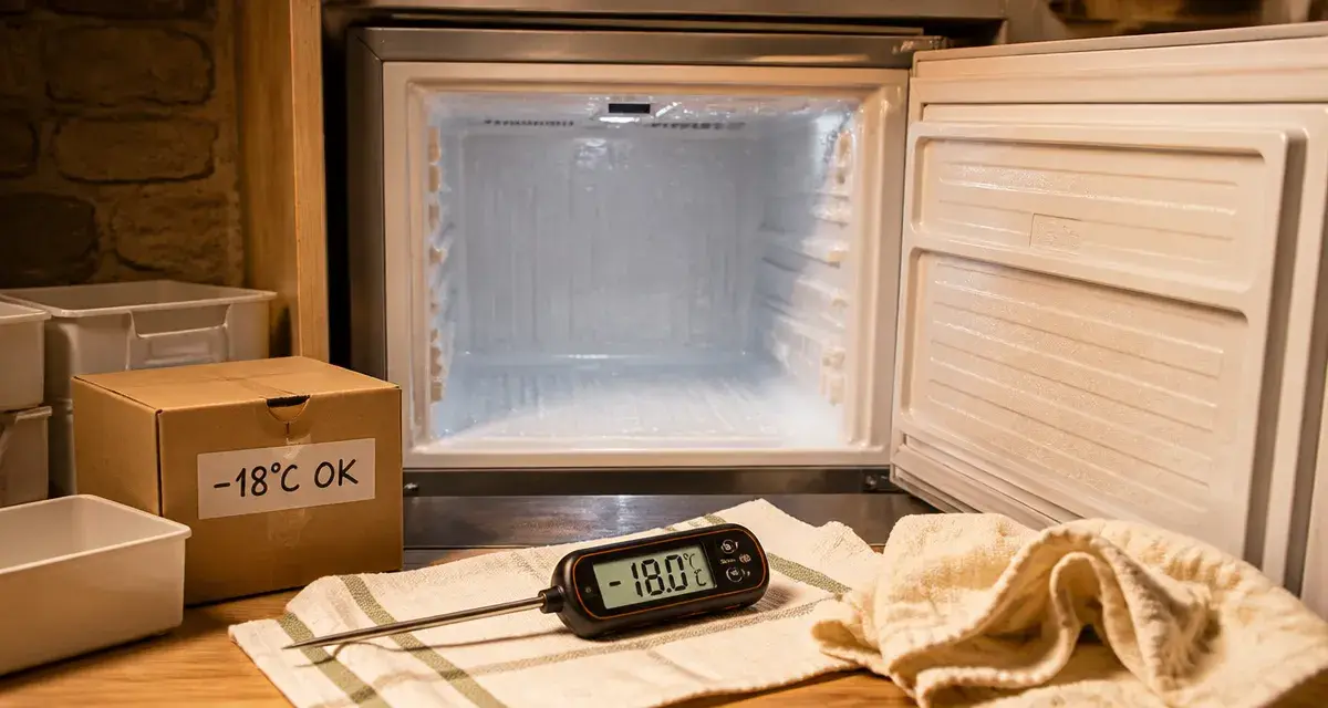 Combien de temps avant de remplir un congélateur après dégivrage : -18°C OK