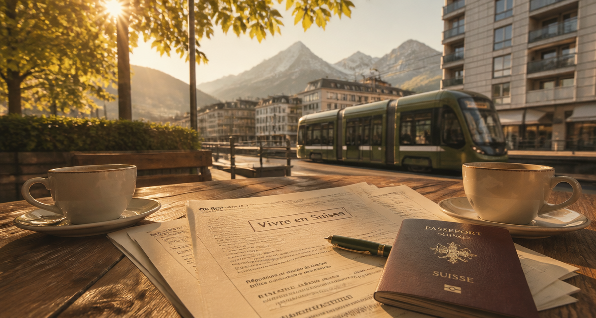 vivre en suisse avantages inconvénients table café documents terrasse