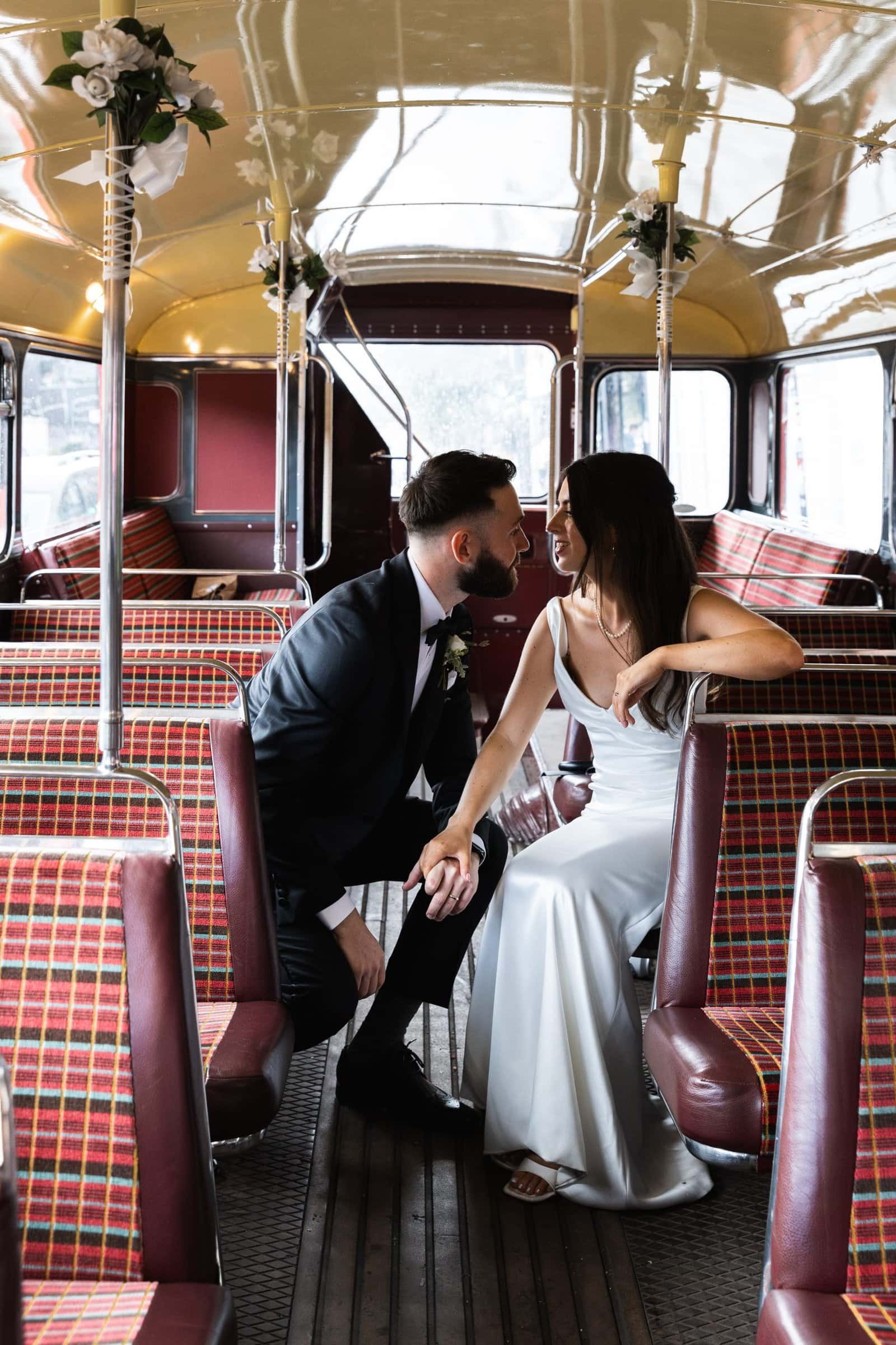 Vintage big red bus hire for London weddings UK - East London Wedding photographer Lauren Squire