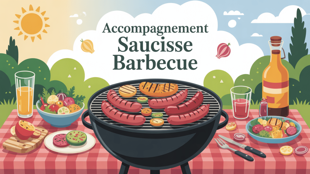 barbecue convivial avec saucisses grillées et accompagnements variés