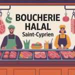 Boucherie halal Saint Cyprien, étals de viandes fraîches, ambiance accueillante
