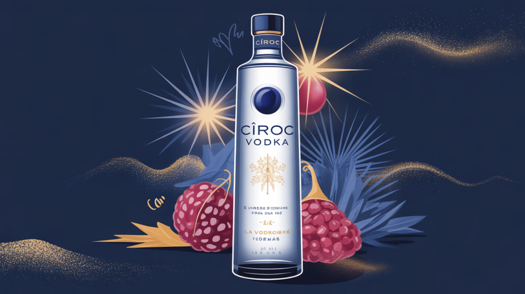 Ciroc vodka bouteille premium et raisin doré