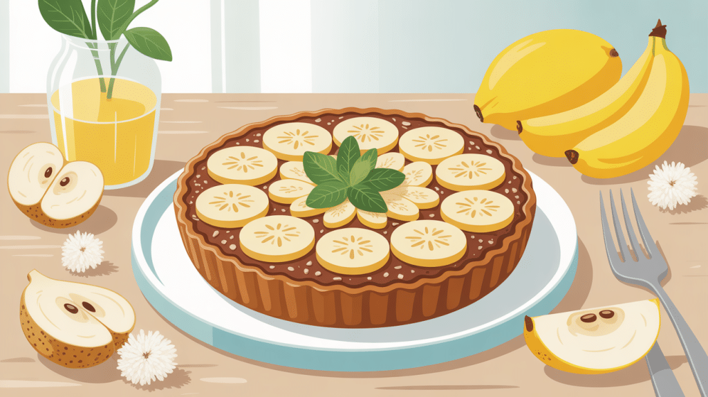 galette flocons d'avoine banane illustrée pour un petit-déjeuner sain