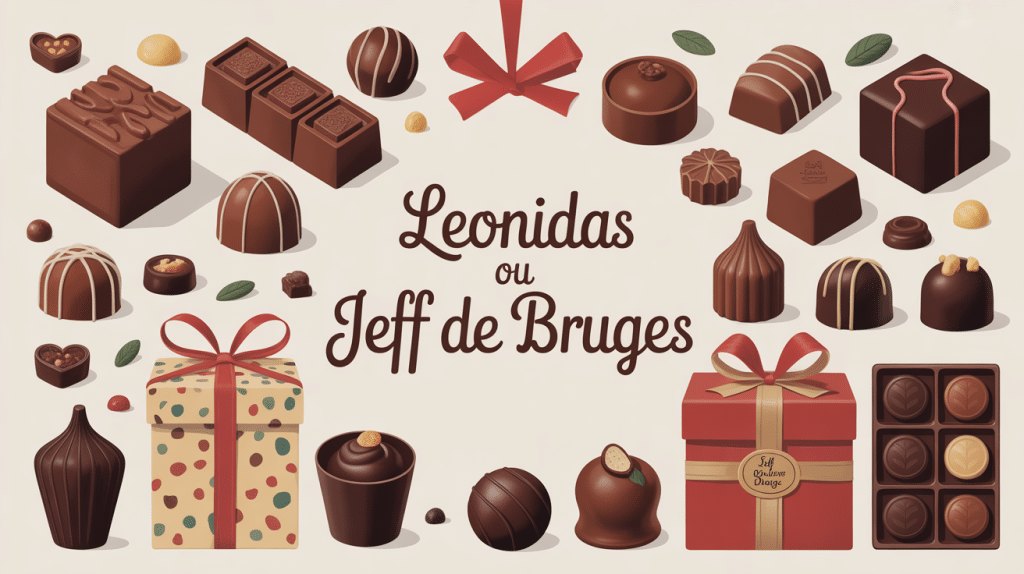 illustration choix leonidas ou jeff de bruges chocolatier