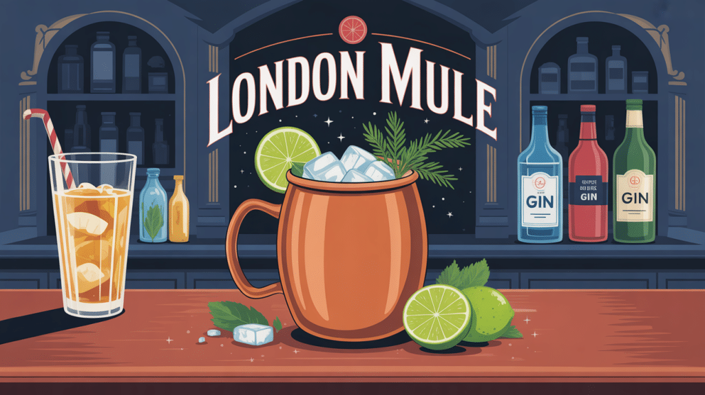 Cocktail london mule dans mug cuivre avec gin et ginger beer