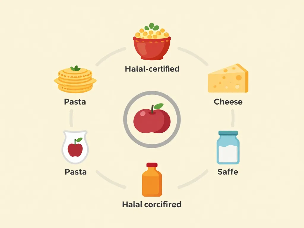 schéma des éléments halal dans macaroni halal