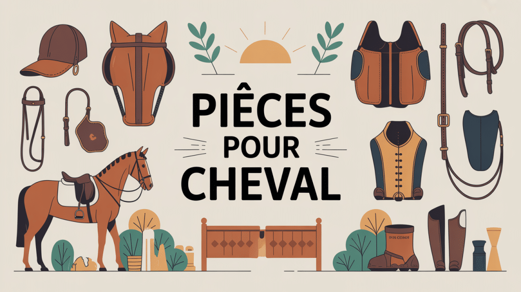 Illustration pièces cheval bride selle protections