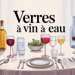 Table dressée avec verres à vin et à eau